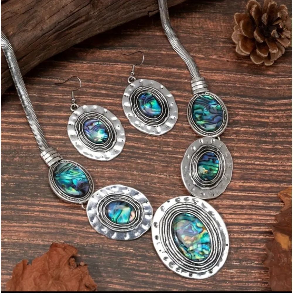 Bohemian Abalone Necklace and Earring Set